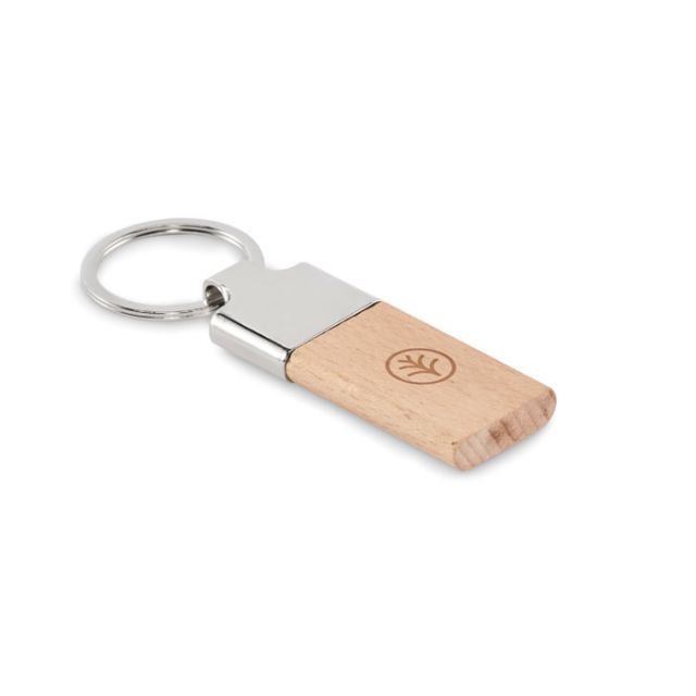 Key ring with rubber wood