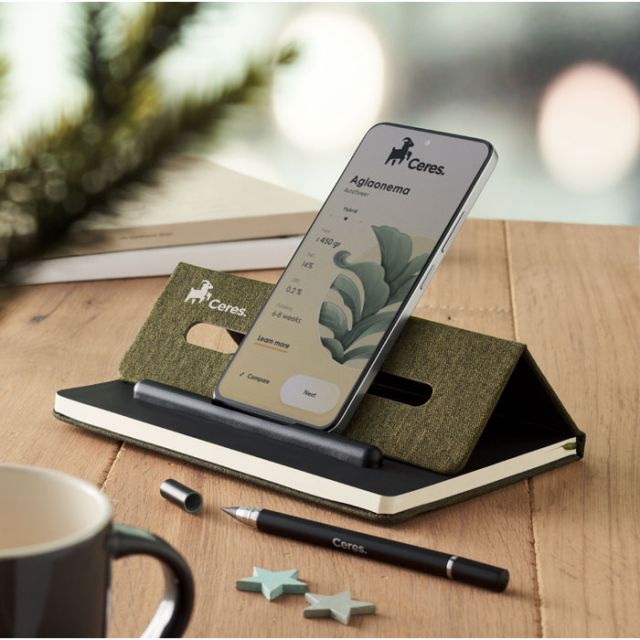 A5 notebook with phone holder