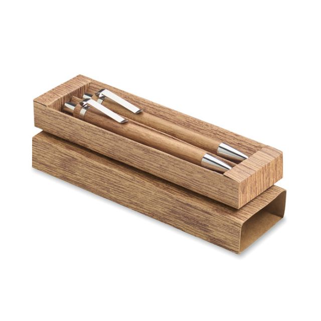 Acacia wood pen and pencil set