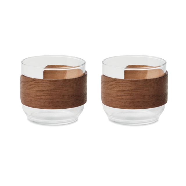 Coffee glass set walnut grip