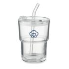 Glass tumbler with straw 400ml