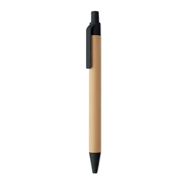Push button ball pen in bamboo