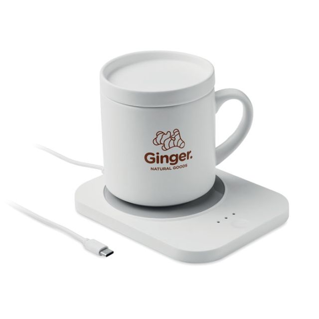 Wireless charger mug warmer set