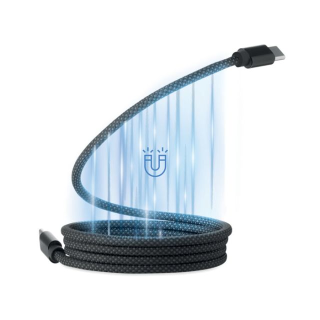 Braided magnetic cable in RPET