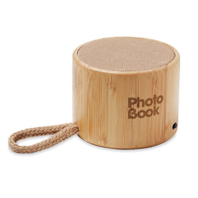 Round bamboo wireless speaker