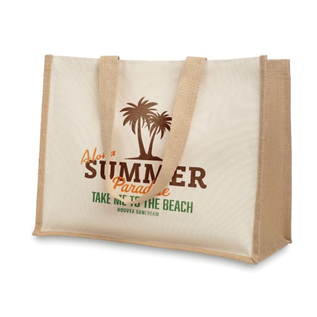 Jute and canvas shopping bag
