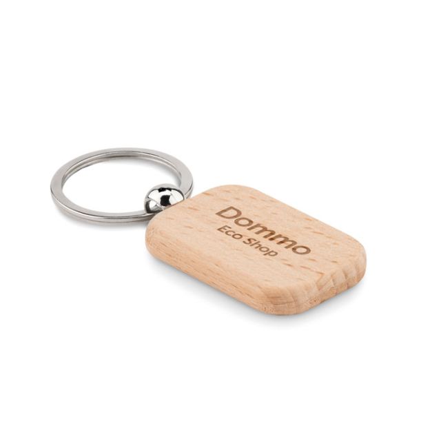 Rectangular wooden key ring